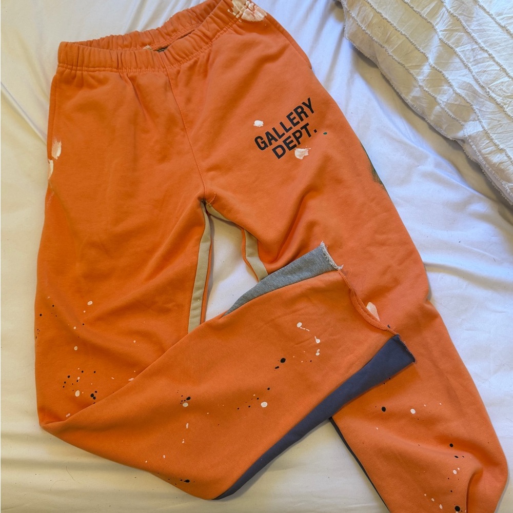 Gallery Dept Orange Splatter Sweatpants